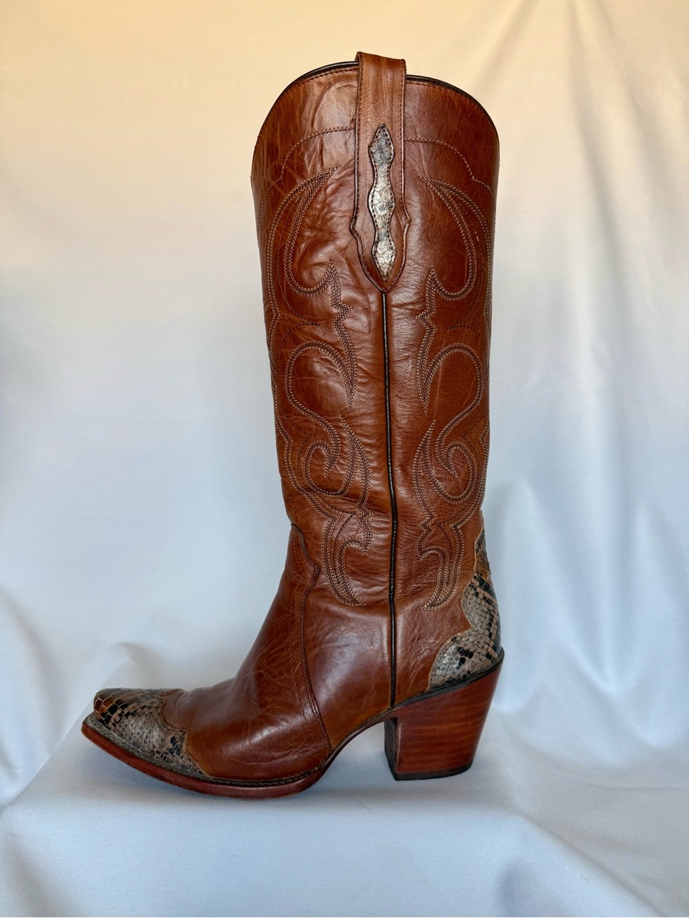 Idyllwind Women’s 8B Brown Leather Snakeskin Accent Western Cowboy Boots